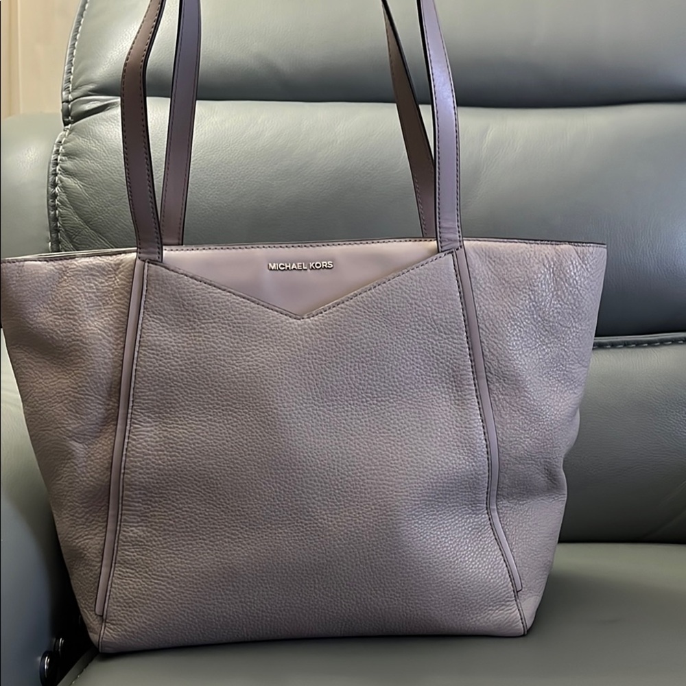Michael Kors Gray Leather Tote Bag